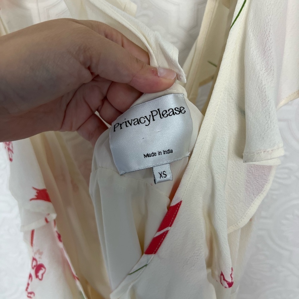 Privacy Please Fillmore Wrap‎ Midi Dress Cream Floral Strappy Slit - Picture 5 of 8